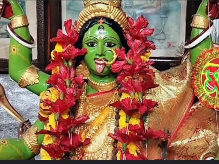 নীল কালো নয়, কালীর গায়ের রং এখানে সবুজ! জেনে নিন মাহাত্ম্য
